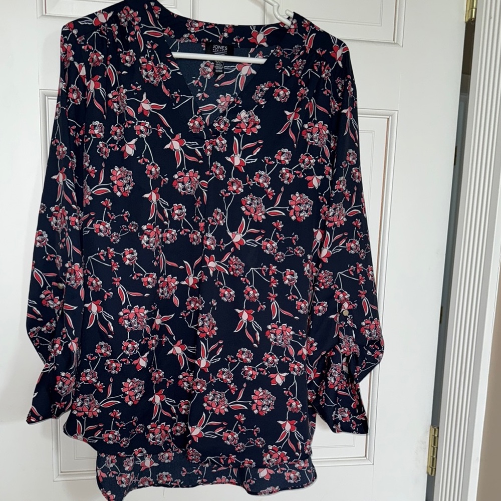 Jones New York Blue Relaxed Blouse